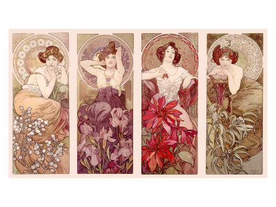 Precious Stones and Flowers Alphonse Mucha